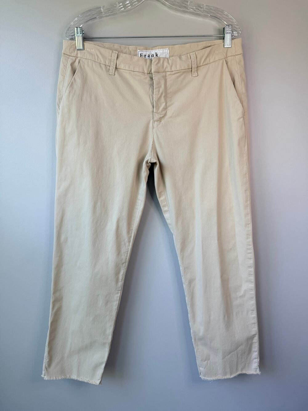 Frank & Eileen size 12 Wicklow ankle pants khaki chino raw hem